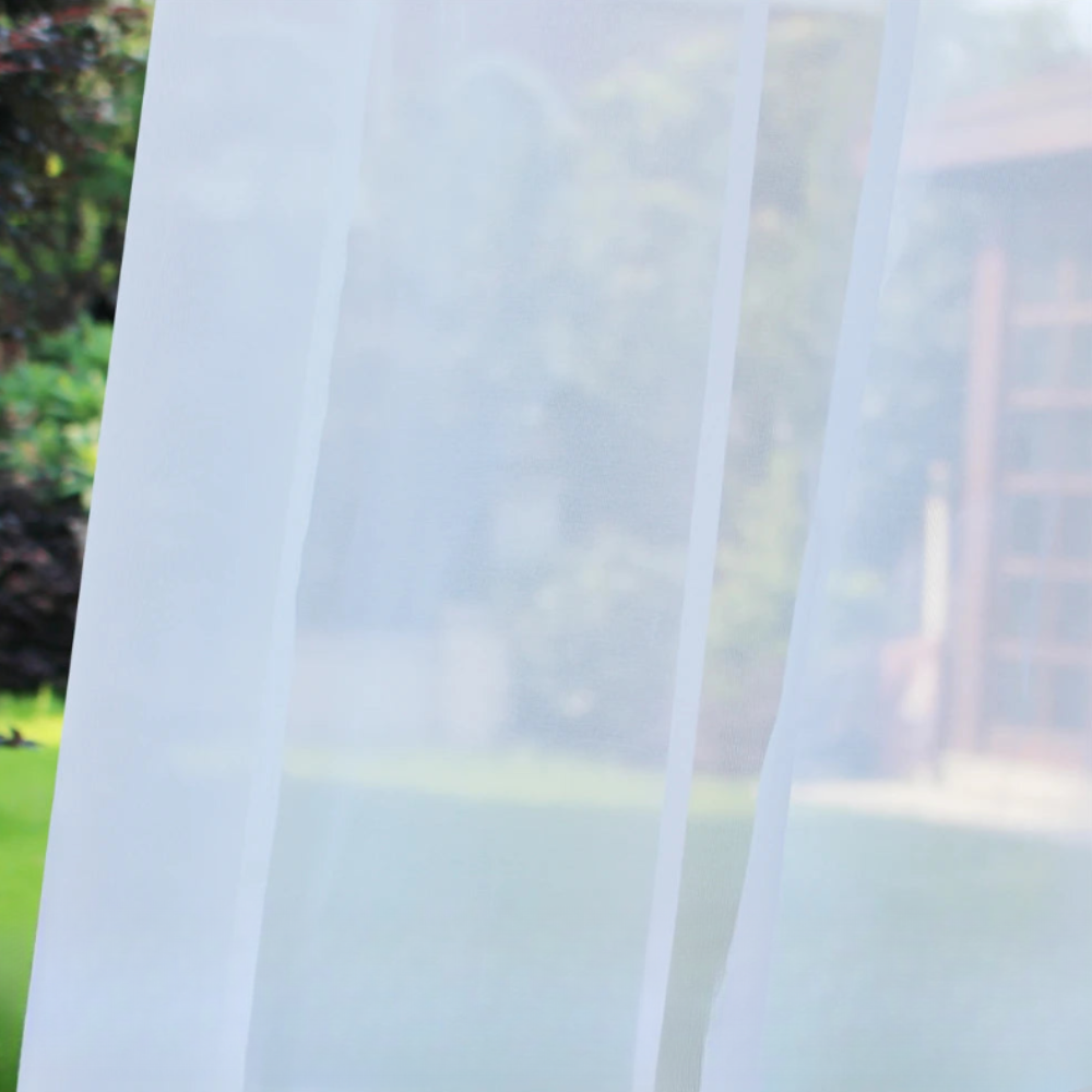 Rideaux blanc extérieur pour terrasse et pergola transparent